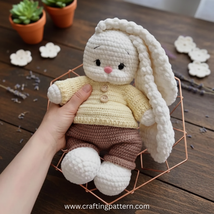 Crochet Bunny Mila + Outfit – 2 Patterns in 1