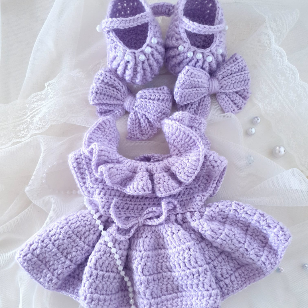 Lilac Petal Dress & Booties – Crochet Outfit Pattern