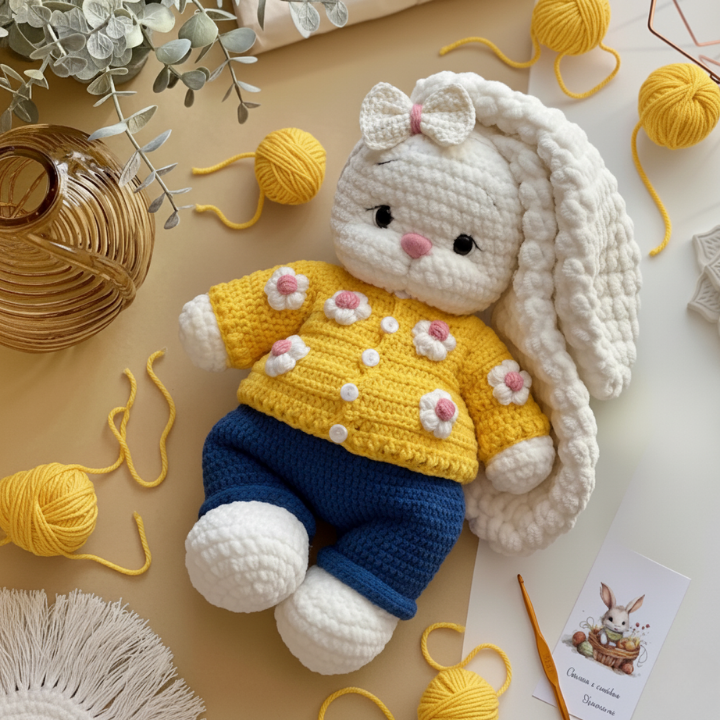 Crochet Bunny Bella + Outfit – 2 Patterns in 1