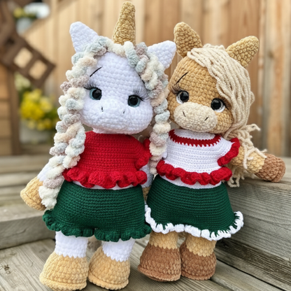 Unicorn & Horse Crochet Pattern – 2 in 1 Amigurumi PDF with Clothes