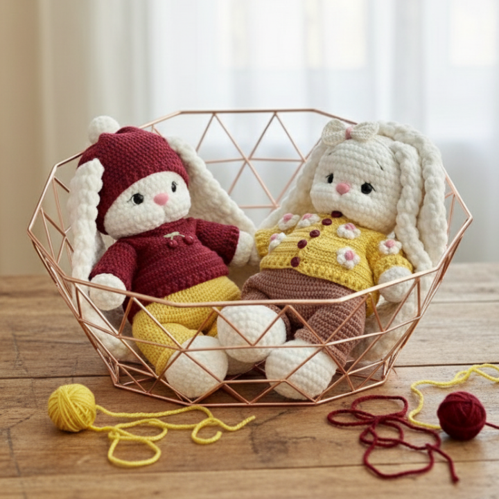 Crochet Bunny Mila + Outfit – 2 Patterns in 1