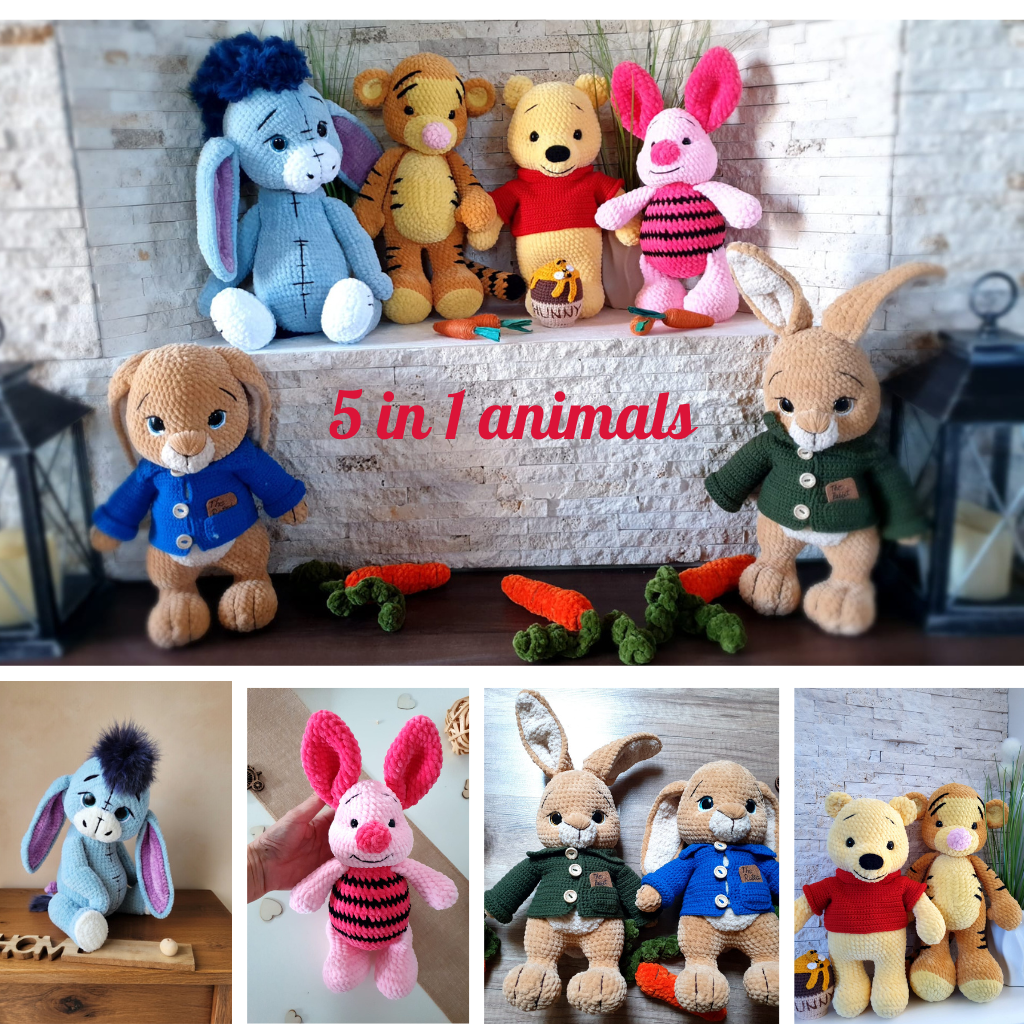🧶 Magical Animal Friends Crochet Bundle – Set of 5 Patterns