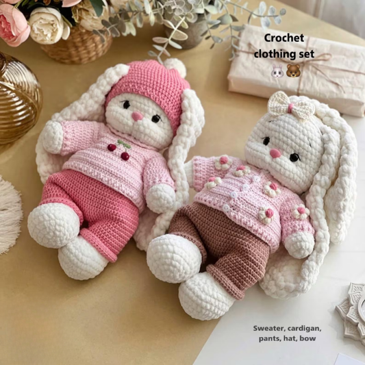 Crochet Bunny Mila + Outfit – 2 Patterns in 1