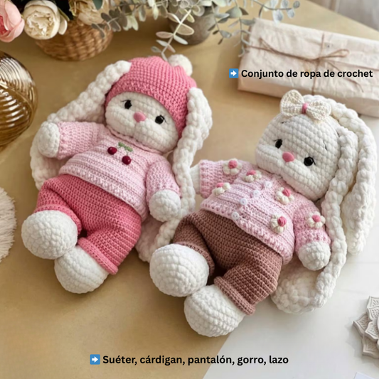 🧶 Conejita Bella + Outfit a Crochet – 2 Patrones en 1 🇪🇸