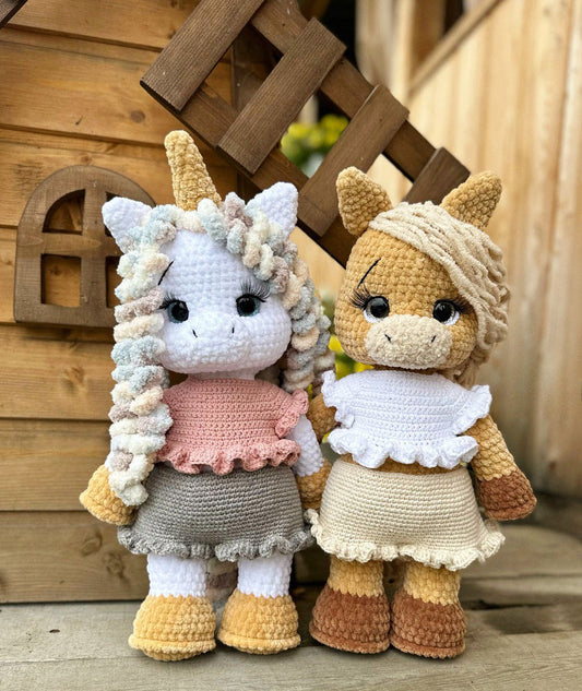 Unicorn & Horse Crochet Pattern – 2 in 1 Amigurumi PDF with Clothes